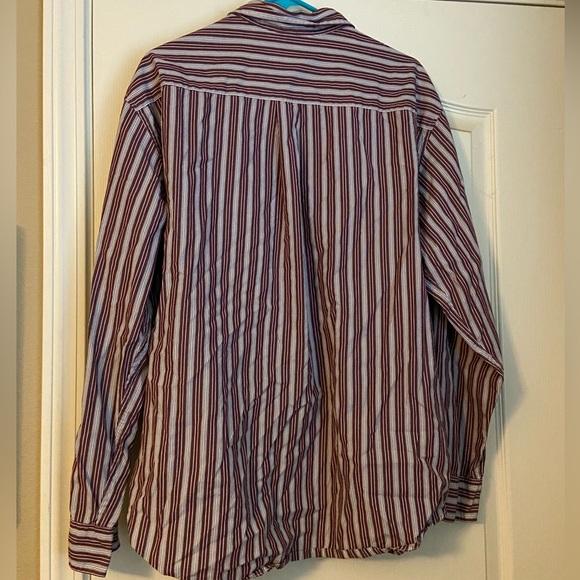 St. John’s Bay 80s Striped Red/Brown Button Up - Picture 3 of 3
